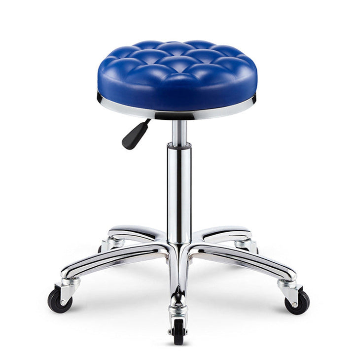 Modern Simplicity Faux Leather Sponge Plastic Steel Round Checked Pattern Bar Stool Adjustable For Kitchen