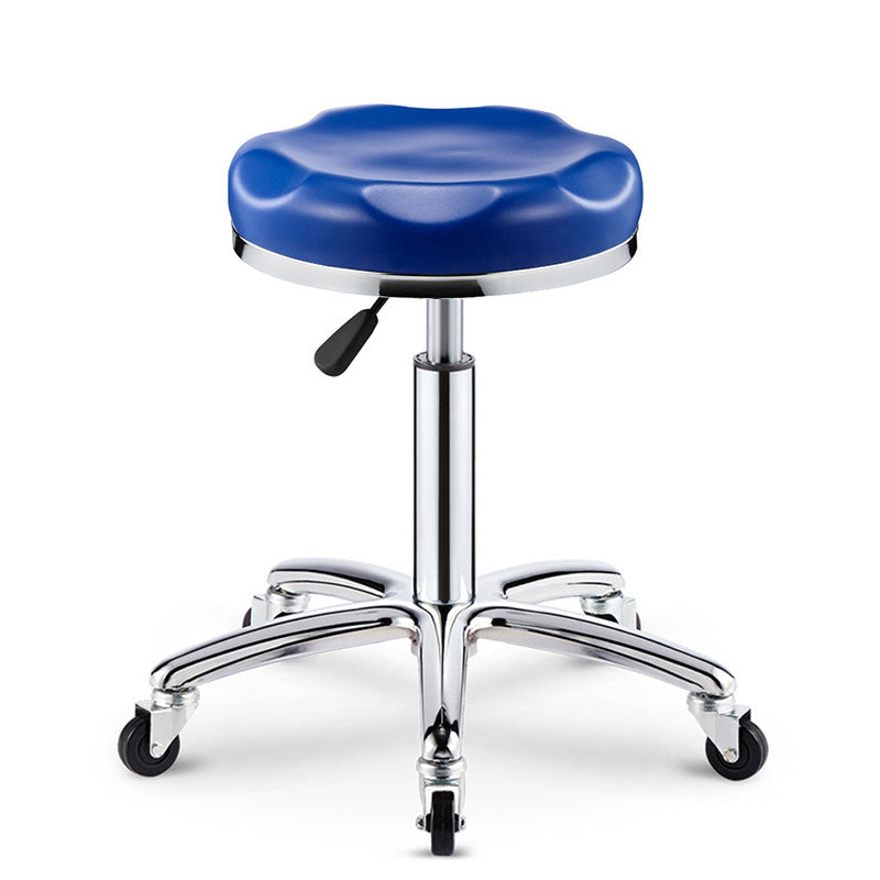 Taburete de bar ajustable para cocina con diseño de patrón a cuadros redondo de acero, plástico, esponja y cuero de simplicidad moderna 