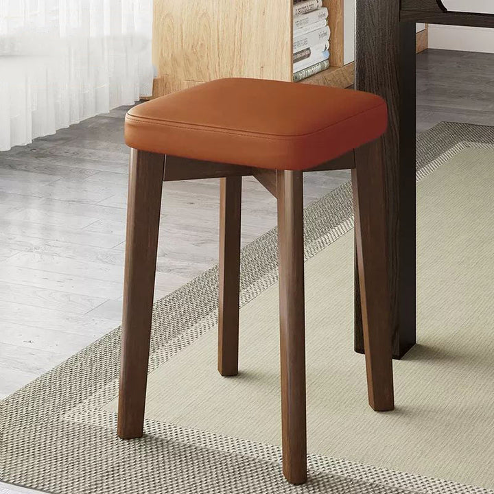 Chaise de salle à manger empilable en cuir huilé en tissu de simplicité moderne en bois de caoutchouc en forme de pain carré 