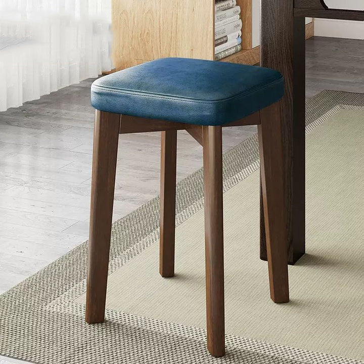 Chaise de salle à manger empilable en cuir huilé en tissu de simplicité moderne en bois de caoutchouc en forme de pain carré 