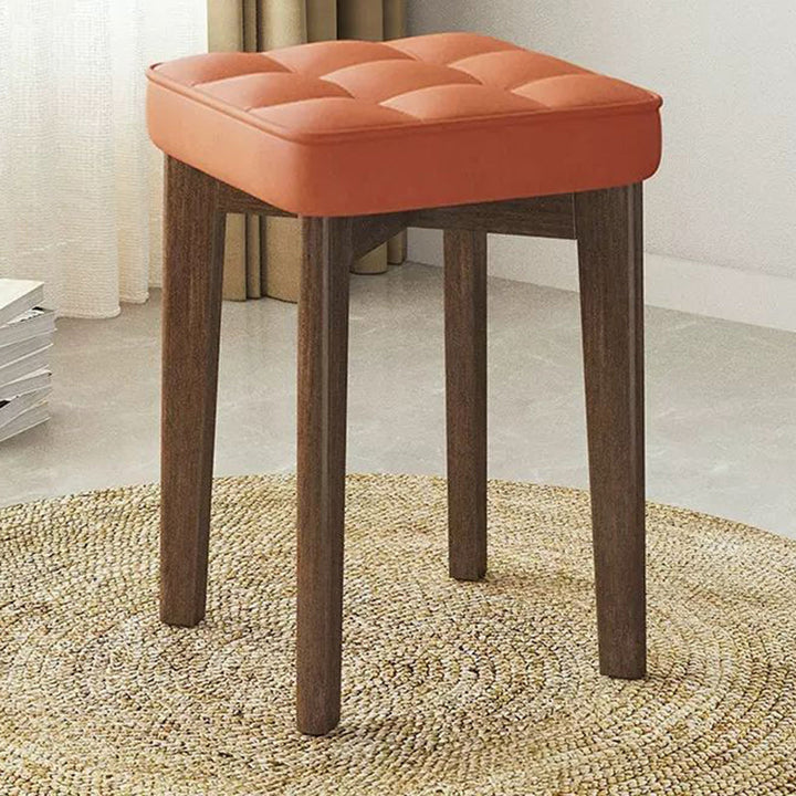 Chaise de salle à manger empilable en cuir huilé en tissu de simplicité moderne en bois de caoutchouc en forme de pain carré 
