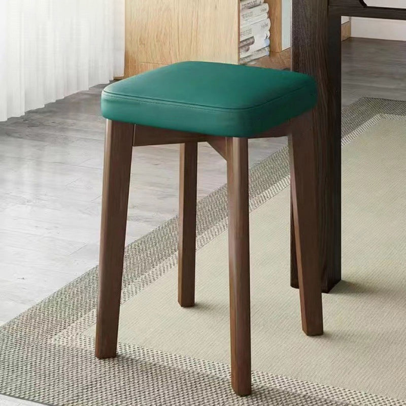 Chaise de salle à manger empilable en cuir huilé en tissu de simplicité moderne en bois de caoutchouc en forme de pain carré 