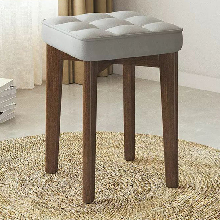 Chaise de salle à manger empilable en cuir huilé en tissu de simplicité moderne en bois de caoutchouc en forme de pain carré 
