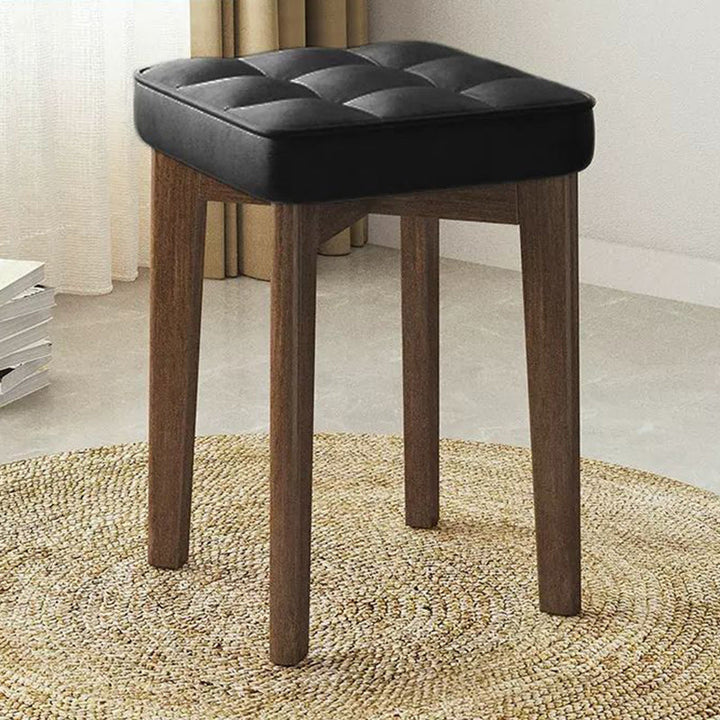 Chaise de salle à manger empilable en cuir huilé en tissu de simplicité moderne en bois de caoutchouc en forme de pain carré 