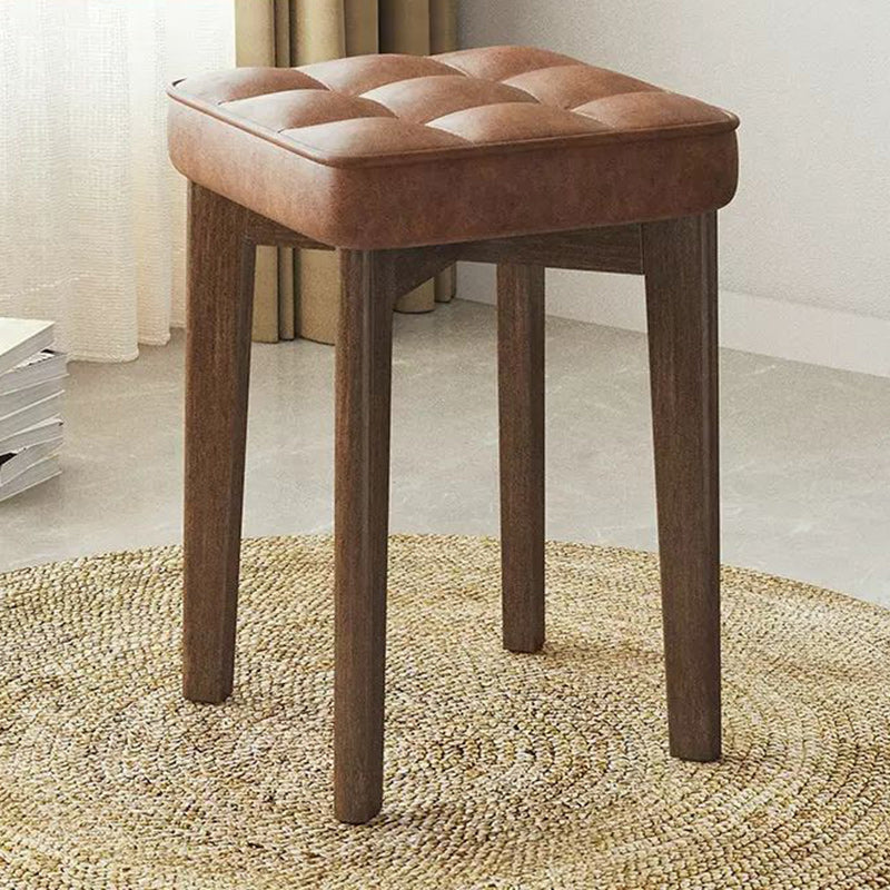 Chaise de salle à manger empilable en cuir huilé en tissu de simplicité moderne en bois de caoutchouc en forme de pain carré 