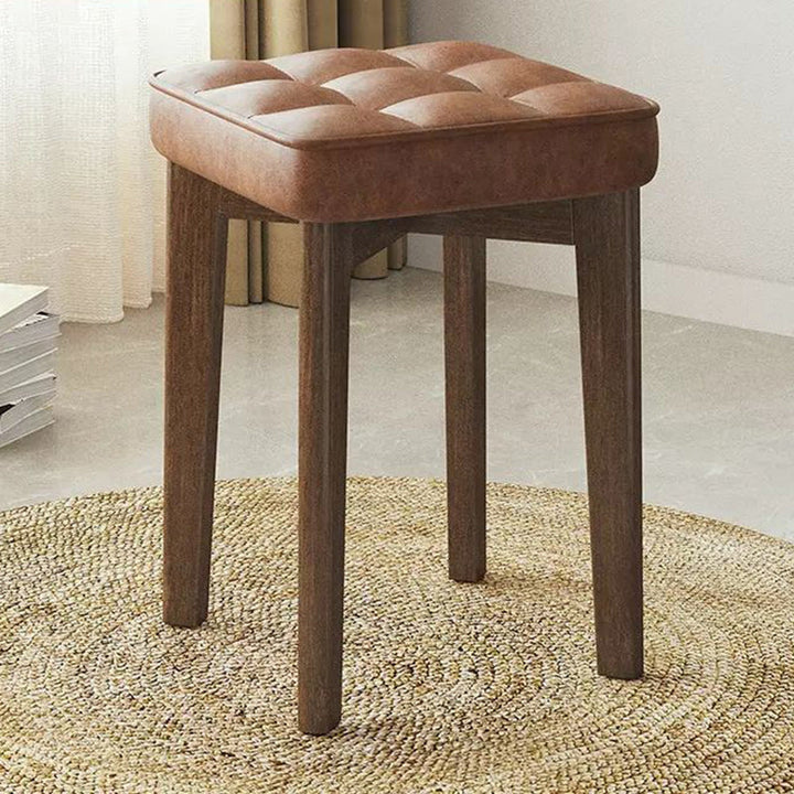 Chaise de salle à manger empilable en cuir huilé en tissu de simplicité moderne en bois de caoutchouc en forme de pain carré 
