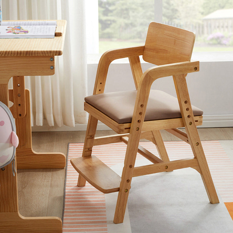 Simplicité moderne Enfants Bois de Caoutchouc Tissu Éponge Structure Carrée Trapézoïdale Bureau Chaise Repose-pieds Réglable Pour Maison Bureau 