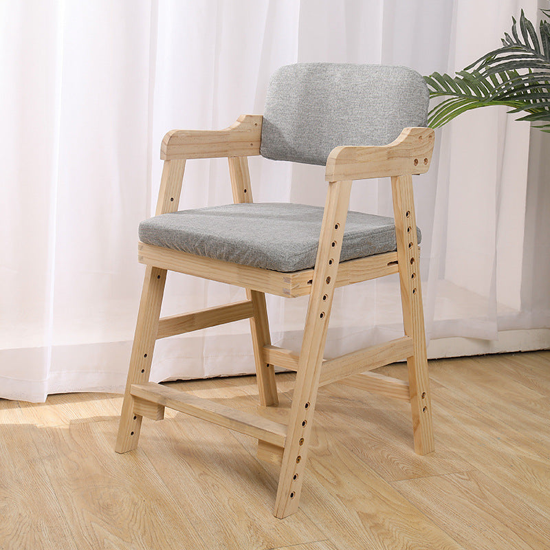 Simplicité moderne Enfants Bois de Caoutchouc Tissu Éponge Structure Carrée Trapézoïdale Bureau Chaise Repose-pieds Réglable Pour Maison Bureau 