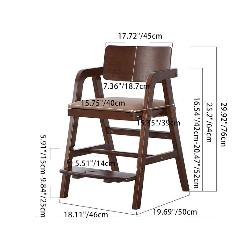 Simplicité moderne Enfants Bois de Caoutchouc Tissu Éponge Structure Carrée Trapézoïdale Bureau Chaise Repose-pieds Réglable Pour Maison Bureau 