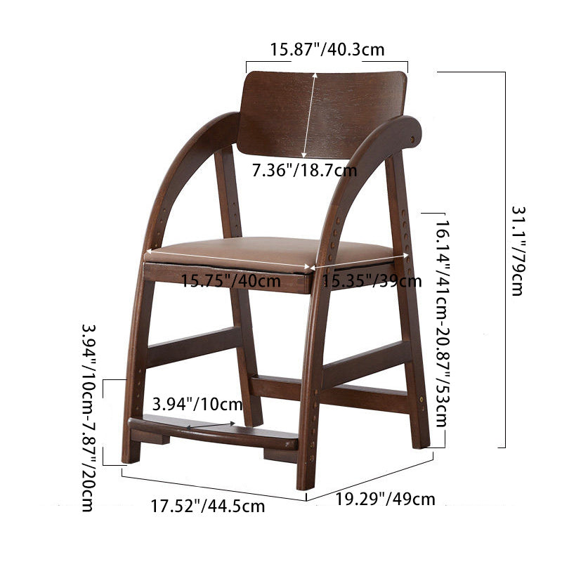 Simplicité moderne Enfants Bois de Caoutchouc Tissu Éponge Structure Carrée Trapézoïdale Bureau Chaise Repose-pieds Réglable Pour Maison Bureau 