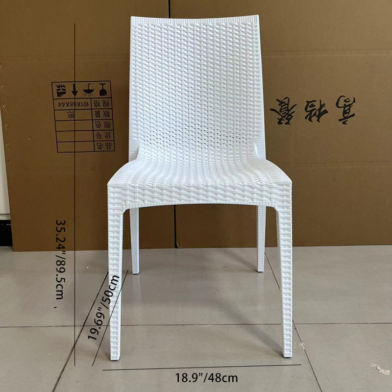 Chaise de salle à manger carrée en plastique tissé minimaliste moderne avec dossier empilable pour salle à manger 