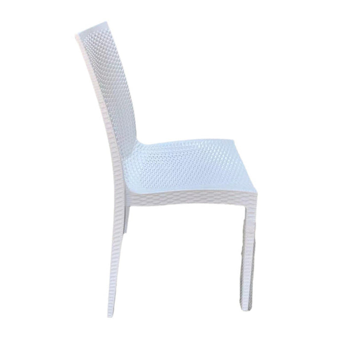 Moderner minimalistischer Webstuhl aus Kunststoff mit quadratischer Rückenlehne, stapelbar für das Esszimmer 