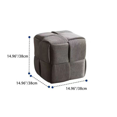 Taburete bajo rectangular de cubo de esponja de madera de pana escandinavo contemporáneo para sala de estar 