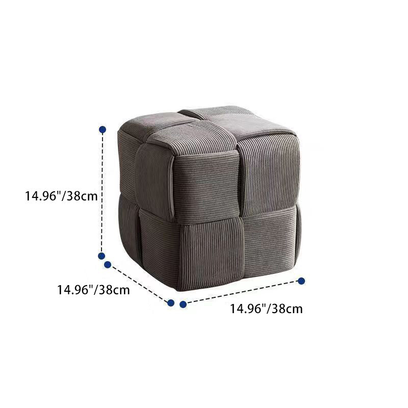 Taburete bajo rectangular de cubo de esponja de madera de pana escandinavo contemporáneo para sala de estar 