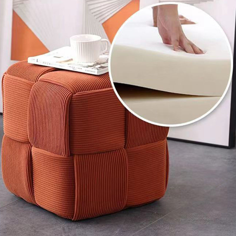 Taburete bajo rectangular de cubo de esponja de madera de pana escandinavo contemporáneo para sala de estar 