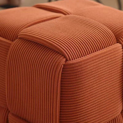 Taburete bajo rectangular de cubo de esponja de madera de pana escandinavo contemporáneo para sala de estar 