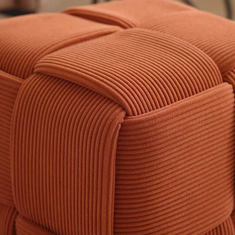 Taburete bajo rectangular de cubo de esponja de madera de pana escandinavo contemporáneo para sala de estar 