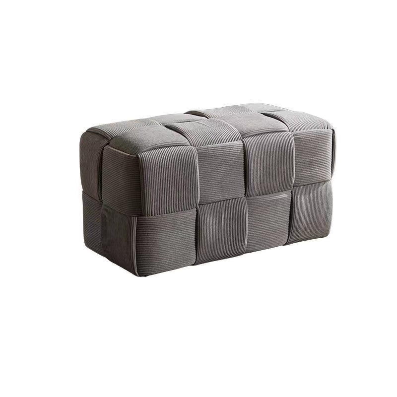 Taburete bajo rectangular de cubo de esponja de madera de pana escandinavo contemporáneo para sala de estar 