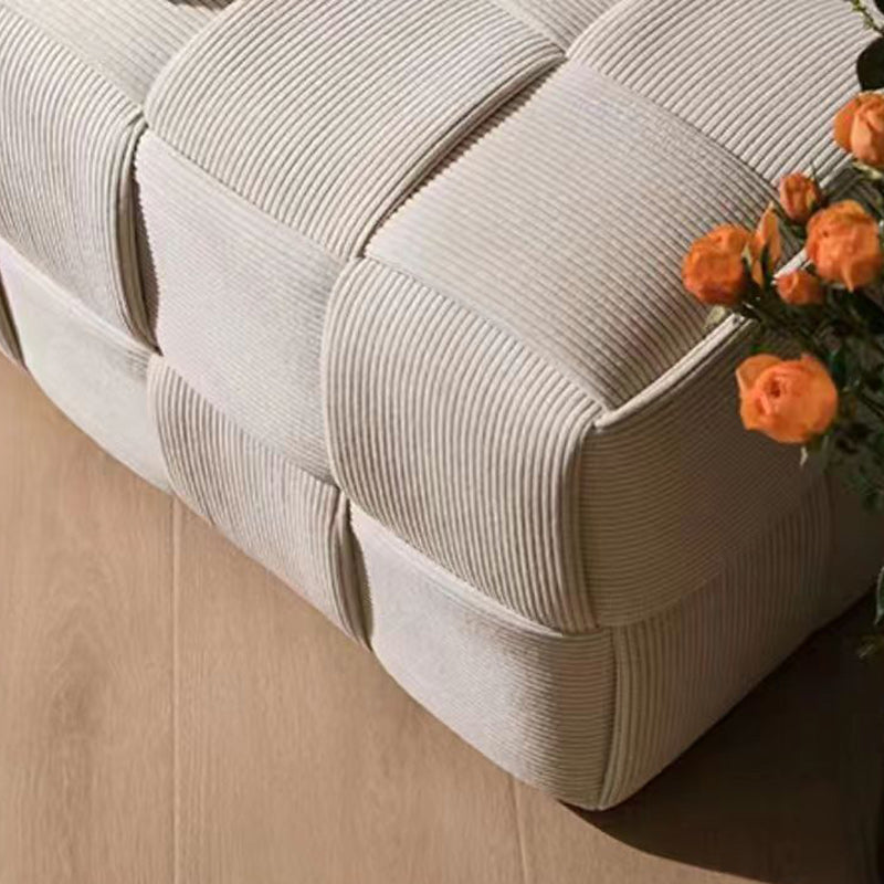 Taburete bajo rectangular de cubo de esponja de madera de pana escandinavo contemporáneo para sala de estar 