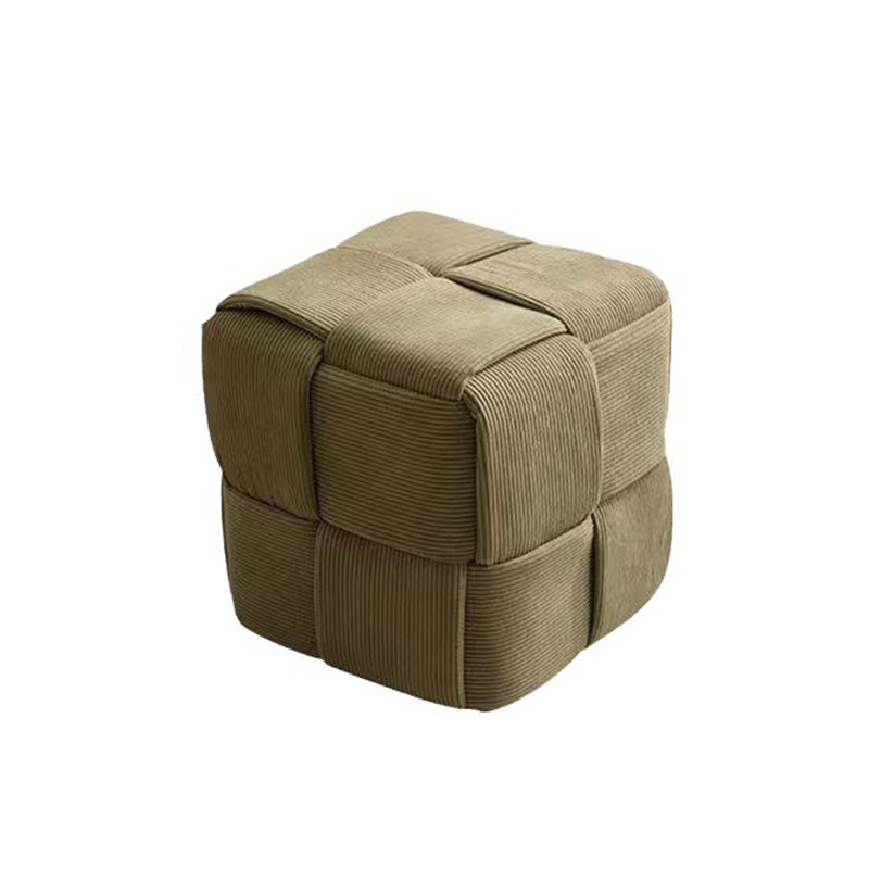 Taburete bajo rectangular de cubo de esponja de madera de pana escandinavo contemporáneo para sala de estar 