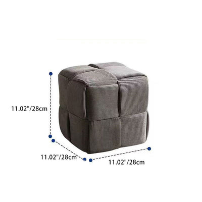 Taburete bajo rectangular de cubo de esponja de madera de pana escandinavo contemporáneo para sala de estar 
