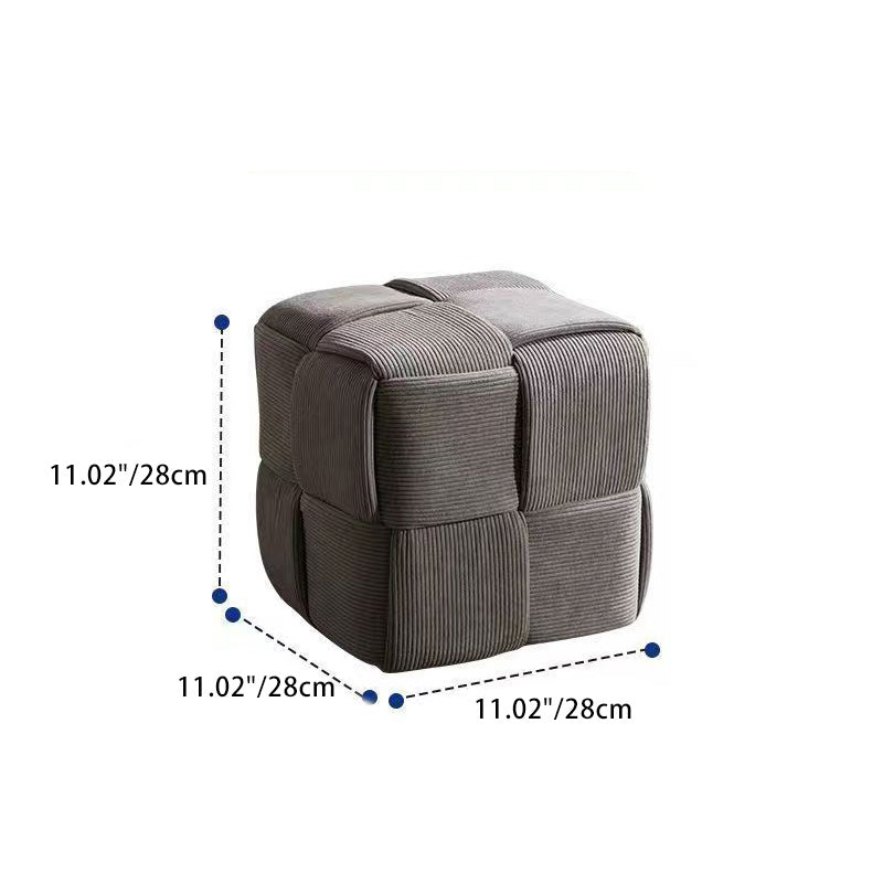 Taburete bajo rectangular de cubo de esponja de madera de pana escandinavo contemporáneo para sala de estar 