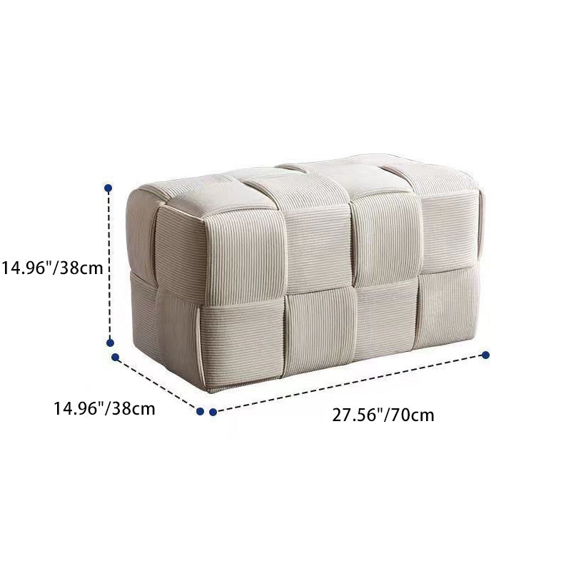 Taburete bajo rectangular de cubo de esponja de madera de pana escandinavo contemporáneo para sala de estar 