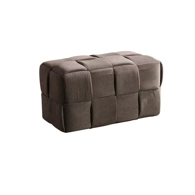 Taburete bajo rectangular de cubo de esponja de madera de pana escandinavo contemporáneo para sala de estar 