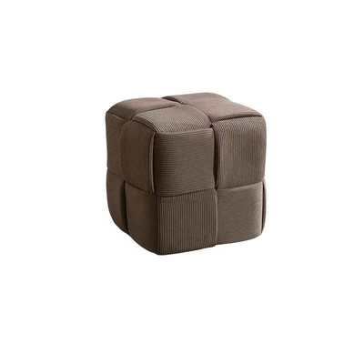 Taburete bajo rectangular de cubo de esponja de madera de pana escandinavo contemporáneo para sala de estar 