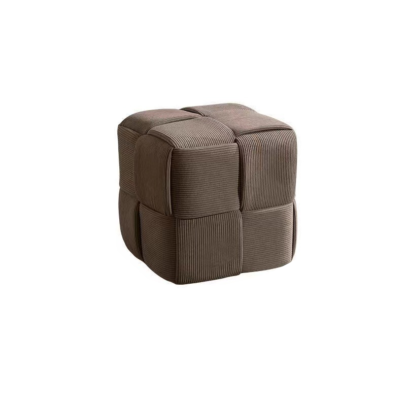 Taburete bajo rectangular de cubo de esponja de madera de pana escandinavo contemporáneo para sala de estar 