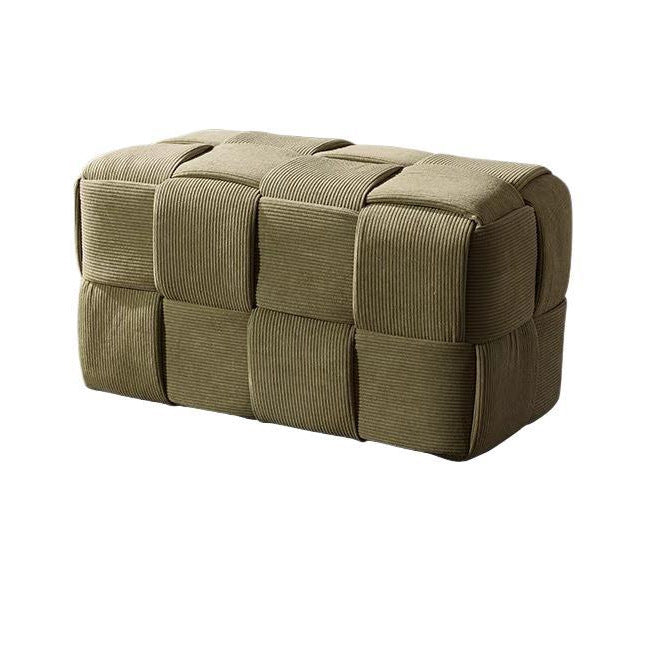 Taburete bajo rectangular de cubo de esponja de madera de pana escandinavo contemporáneo para sala de estar 