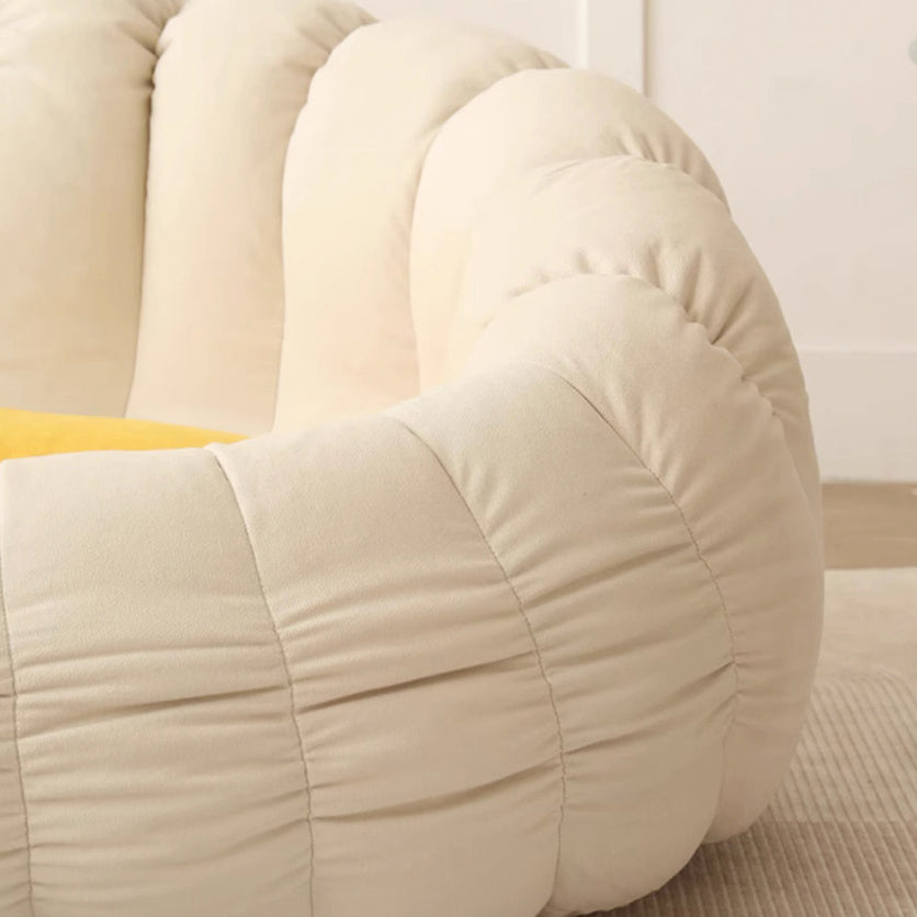 Zeitgenössischer nordischer Schneeflocken-Fleece EPS Blume runder Sofa-Fußhocker für das Schlafzimmer 