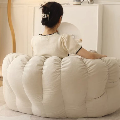 Zeitgenössischer nordischer Schneeflocken-Fleece EPS Blume runder Sofa-Fußhocker für das Schlafzimmer 