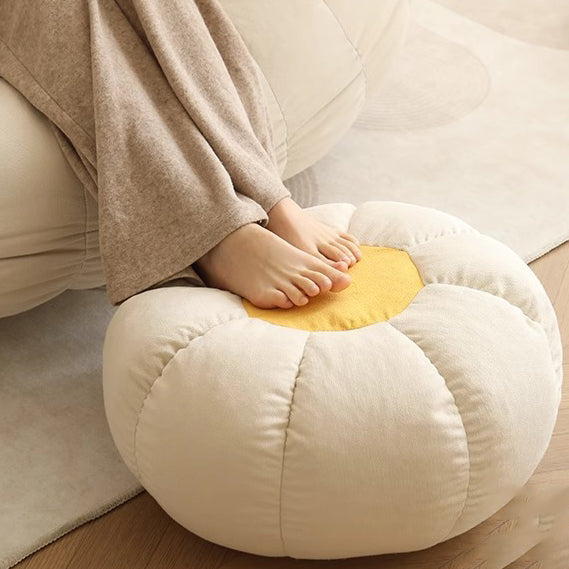Zeitgenössischer nordischer Schneeflocken-Fleece EPS Blume runder Sofa-Fußhocker für das Schlafzimmer 