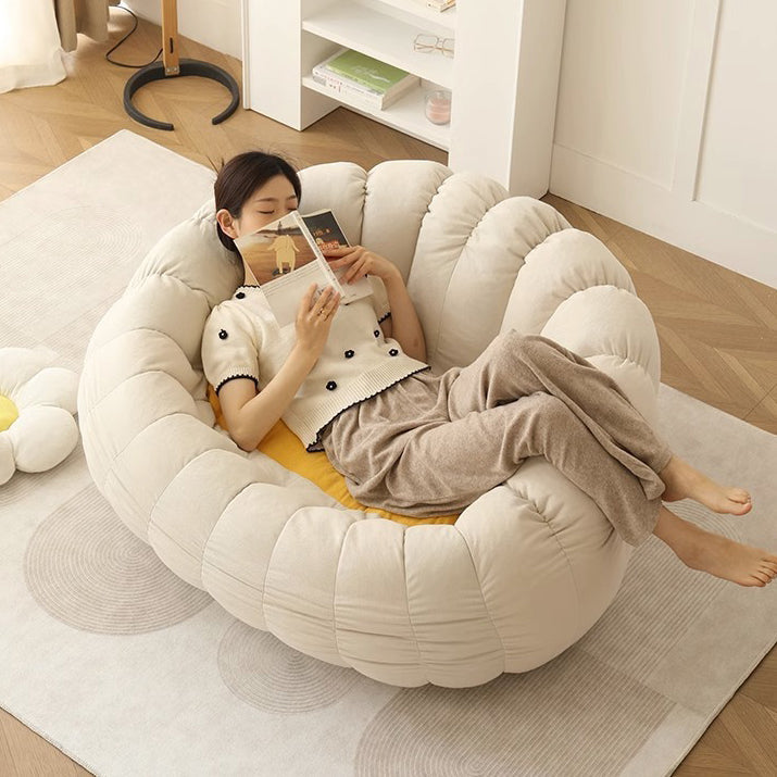 Zeitgenössischer nordischer Schneeflocken-Fleece EPS Blume runder Sofa-Fußhocker für das Schlafzimmer 