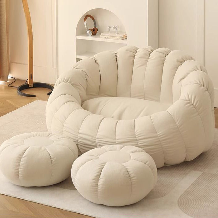 Zeitgenössischer nordischer Schneeflocken-Fleece EPS Blume runder Sofa-Fußhocker für das Schlafzimmer 