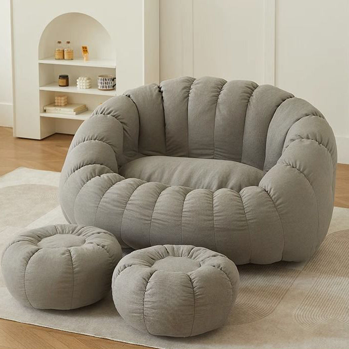 Zeitgenössischer nordischer Schneeflocken-Fleece EPS Blume runder Sofa-Fußhocker für das Schlafzimmer 
