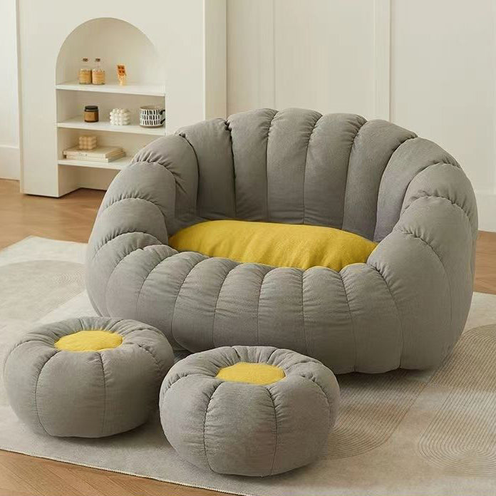 Zeitgenössischer nordischer Schneeflocken-Fleece EPS Blume runder Sofa-Fußhocker für das Schlafzimmer 
