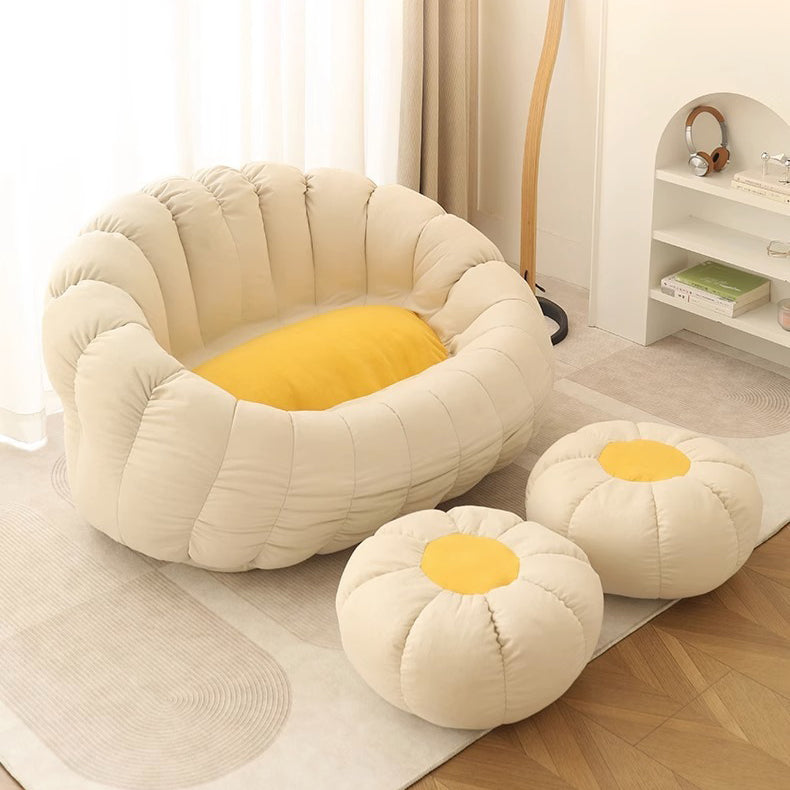 Zeitgenössischer nordischer Schneeflocken-Fleece EPS Blume runder Sofa-Fußhocker für das Schlafzimmer 