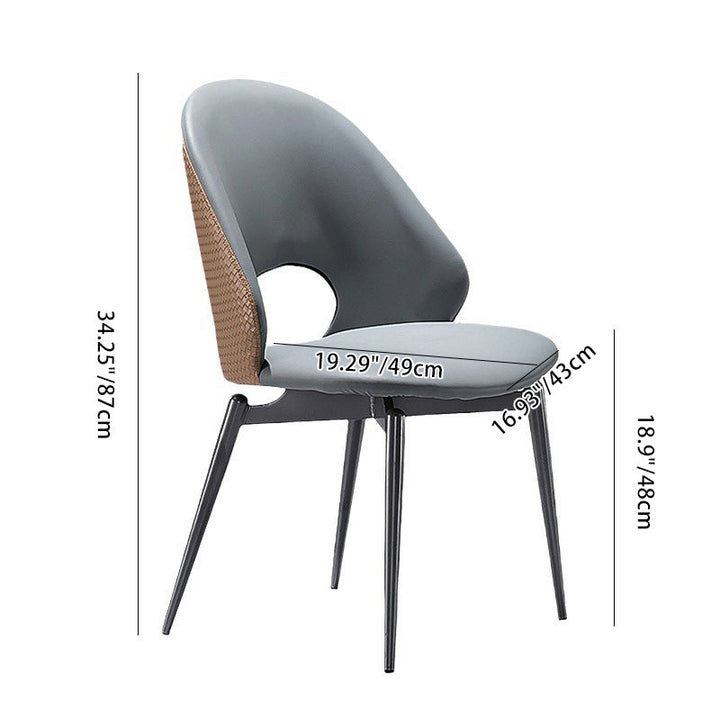 Modern Minimalist Weaving Microfiber Leather Carbon Steel Sponge Square Elliptical Hollowed Dining Chair Backrest For Dining Room
