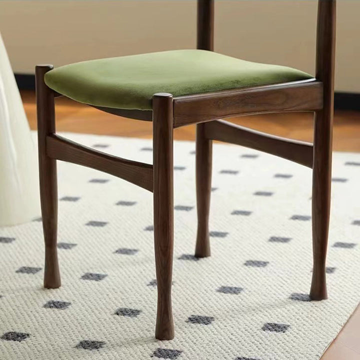 Respaldo de silla de comedor de cuerno de vaca cuadrado de esponja de terciopelo de madera de caucho francesa tradicional para comedor 