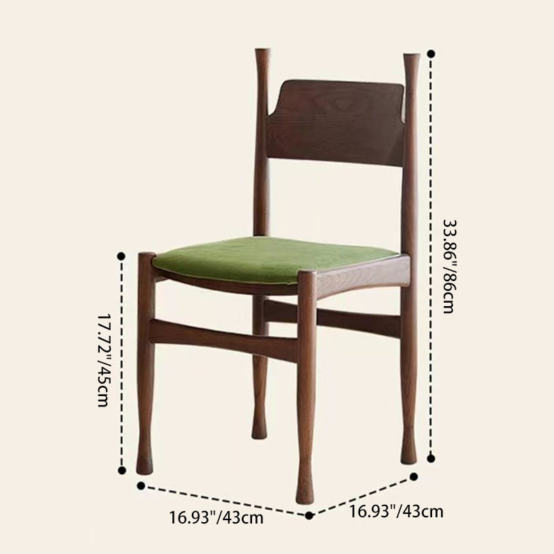 Respaldo de silla de comedor de cuerno de vaca cuadrado de esponja de terciopelo de madera de caucho francesa tradicional para comedor 