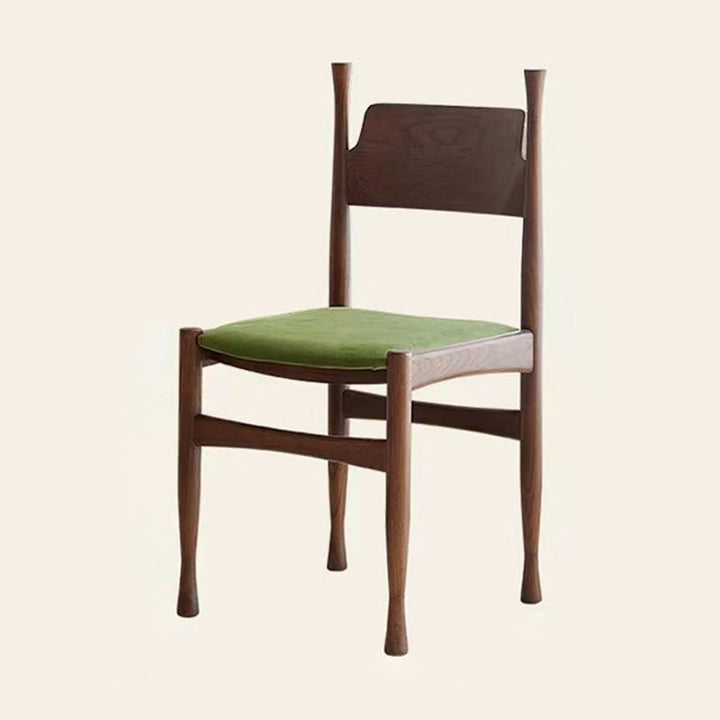 Respaldo de silla de comedor de cuerno de vaca cuadrado de esponja de terciopelo de madera de caucho francesa tradicional para comedor 