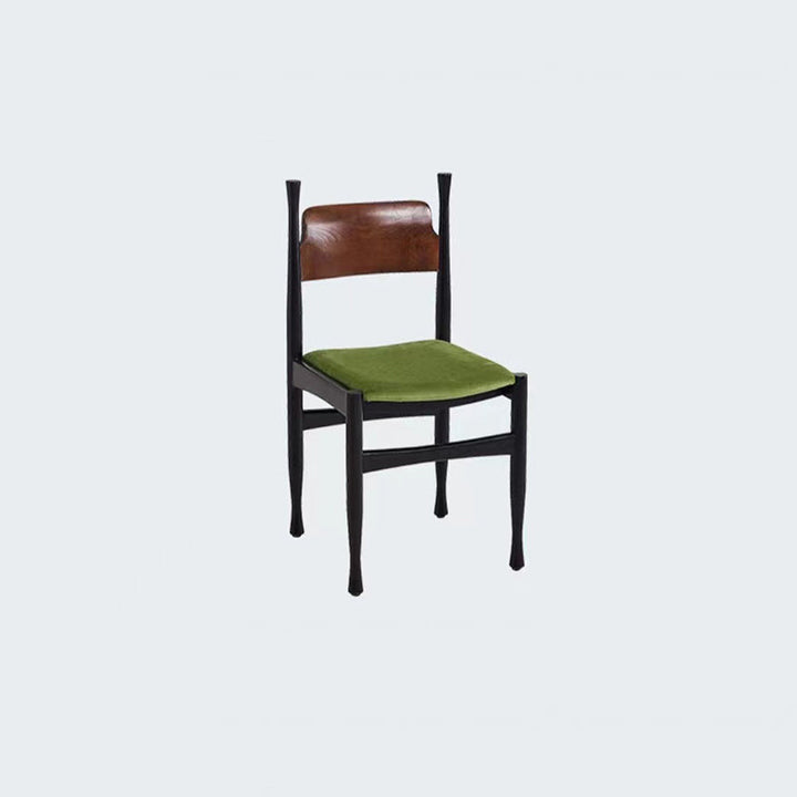 Respaldo de silla de comedor de cuerno de vaca cuadrado de esponja de terciopelo de madera de caucho francesa tradicional para comedor 