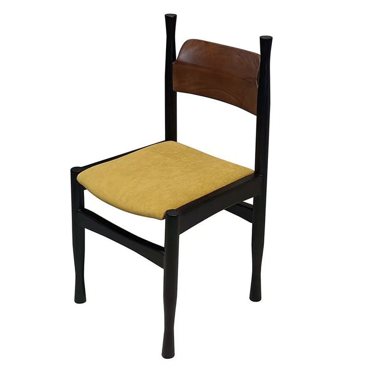 Respaldo de silla de comedor de cuerno de vaca cuadrado de esponja de terciopelo de madera de caucho francesa tradicional para comedor 