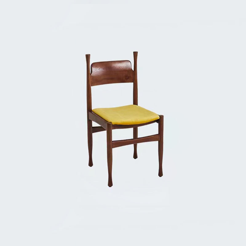Respaldo de silla de comedor de cuerno de vaca cuadrado de esponja de terciopelo de madera de caucho francesa tradicional para comedor 