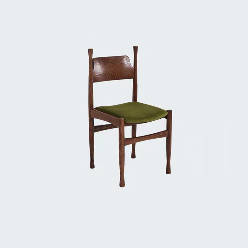Respaldo de silla de comedor de cuerno de vaca cuadrado de esponja de terciopelo de madera de caucho francesa tradicional para comedor 