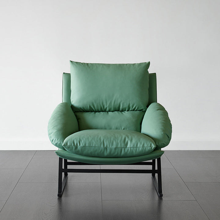 Coussin en duvet en coton contemporain en tissu scandinave avec dossier en acier au carbone et accoudoirs pour fauteuil d'appoint carré pour salon 