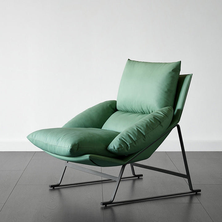 Coussin en duvet en coton contemporain en tissu scandinave avec dossier en acier au carbone et accoudoirs pour fauteuil d'appoint carré pour salon 