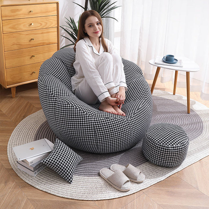Repose-pieds rond paresseux en coton fin scandinave contemporain pour salon 